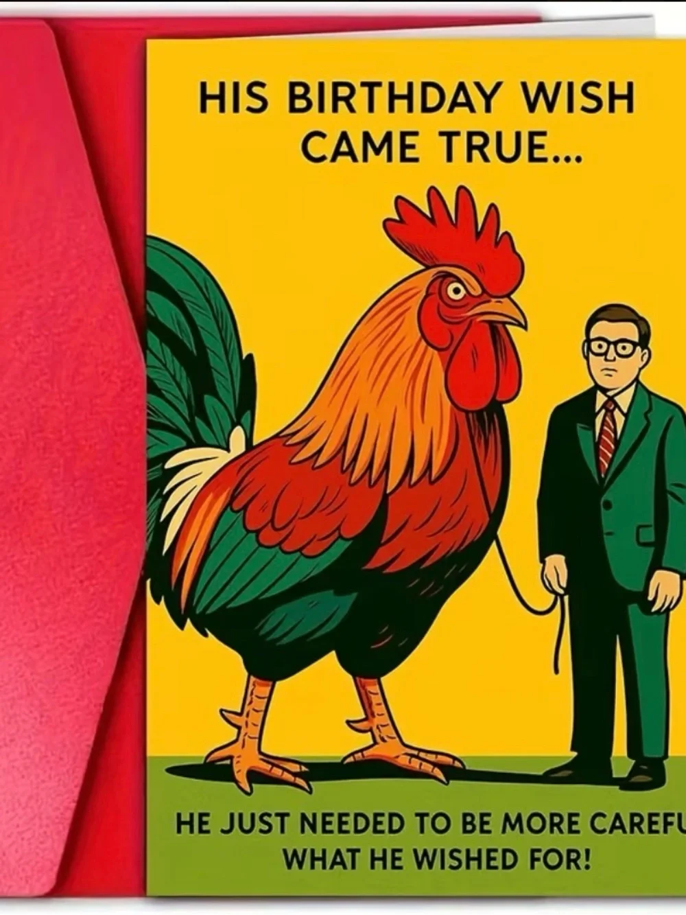 Yellow Rooster C*ck Funny Birthday Card